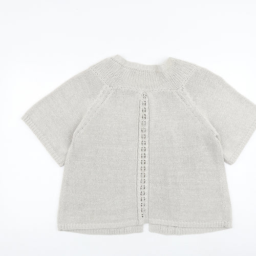 Marks and Spencer Womens Grey Round Neck Acrylic Cardigan Jumper Size 20