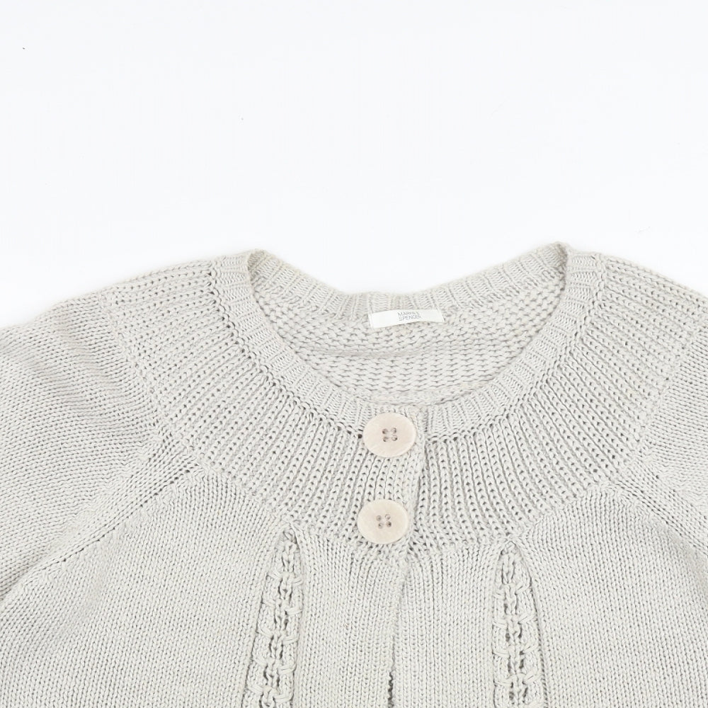 Marks and Spencer Womens Grey Round Neck Acrylic Cardigan Jumper Size 20