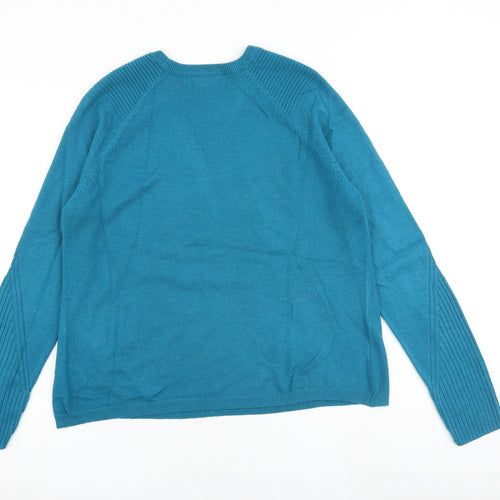 Per Una Womens Blue Round Neck Acrylic Pullover Jumper Size 14