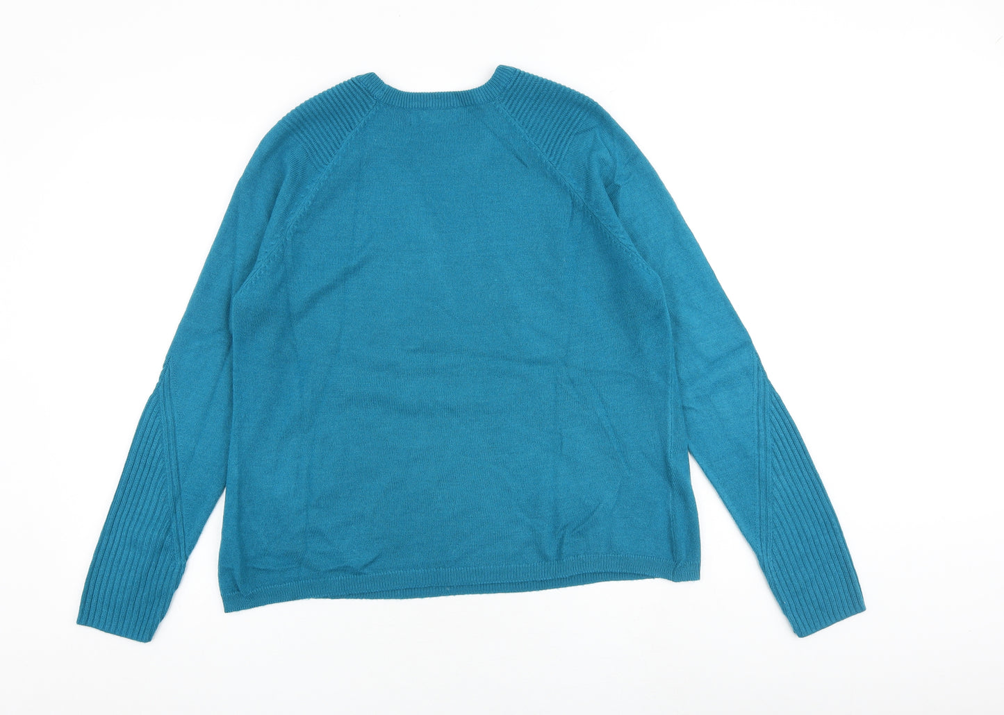 Per Una Womens Blue Round Neck Acrylic Pullover Jumper Size 14