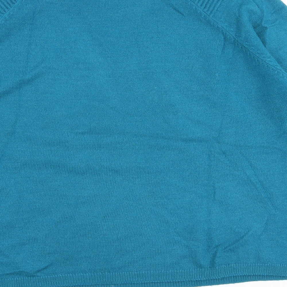 Per Una Womens Blue Round Neck Acrylic Pullover Jumper Size 14