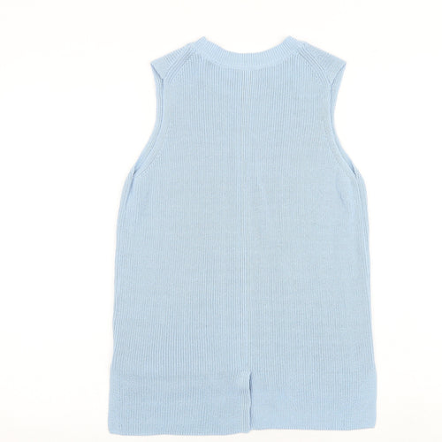 NEXT Womens Blue Cotton Basic Blouse Size XS Crew Neck