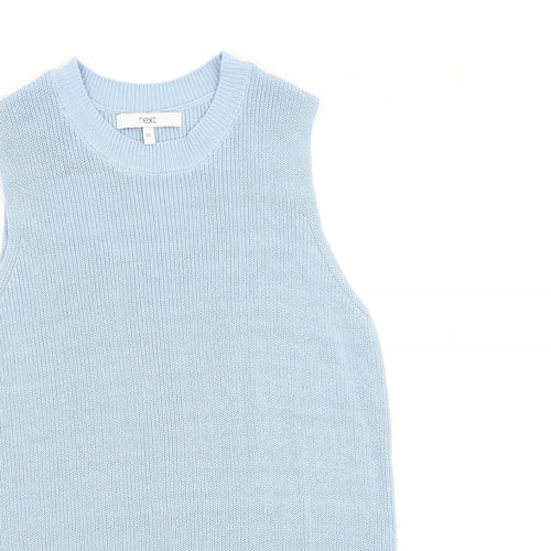 NEXT Womens Blue Cotton Basic Blouse Size XS Crew Neck