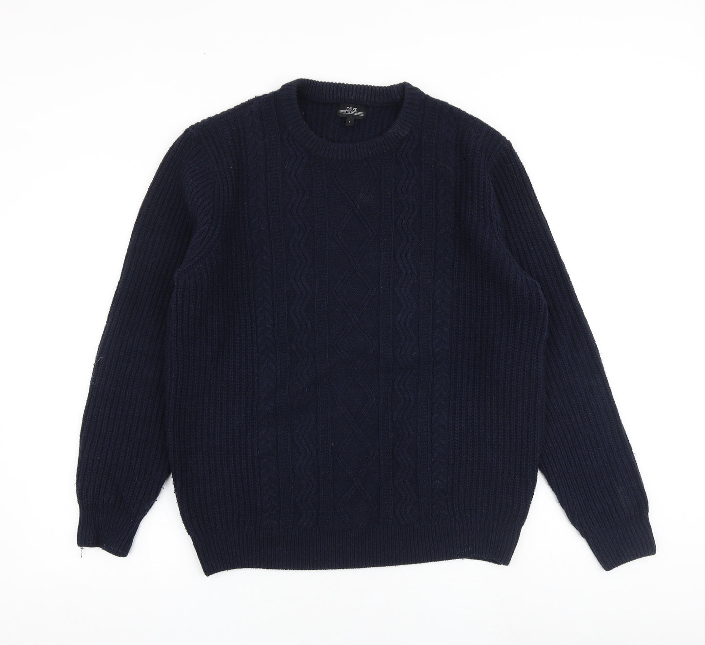 NEXT Mens Blue Round Neck Acrylic Pullover Jumper Size L Long Sleeve