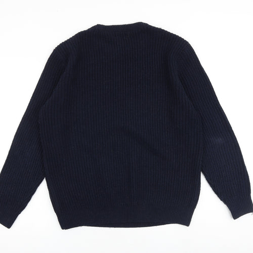 NEXT Mens Blue Round Neck Acrylic Pullover Jumper Size L Long Sleeve