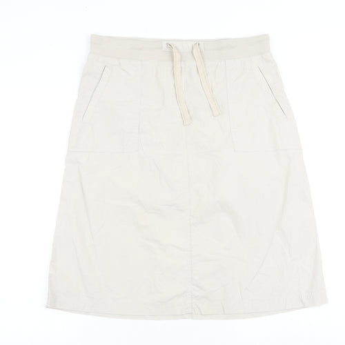 Damart Womens Beige Cotton A-Line Skirt Size 12 Tie