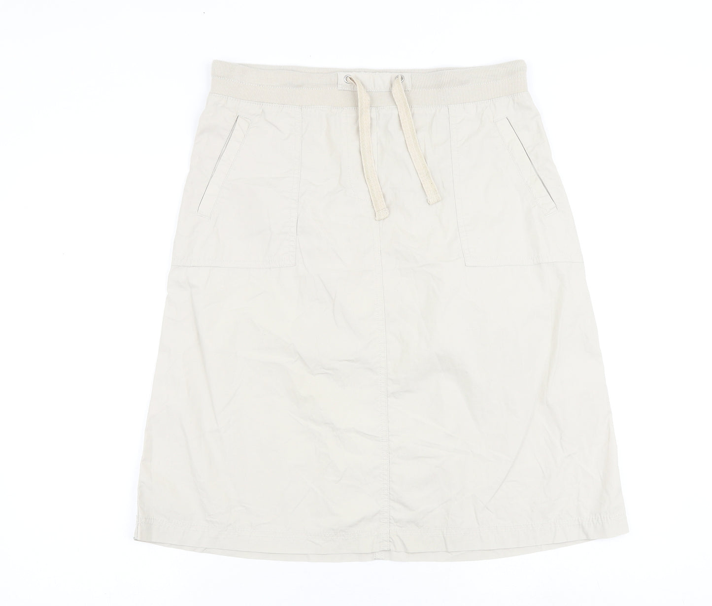 Damart Womens Beige Cotton A-Line Skirt Size 12 Tie