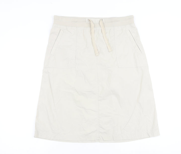 Damart Womens Beige Cotton A-Line Skirt Size 12 Tie