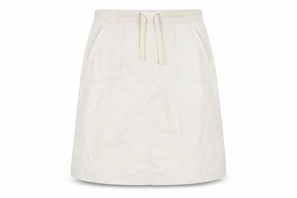 Damart Womens Beige Cotton A-Line Skirt Size 12 Tie