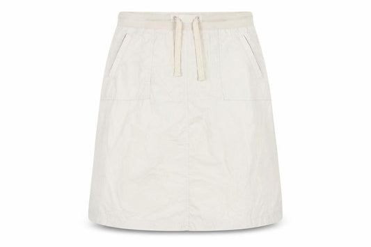Front view of Damart women’s beige cotton a-line skirt, size UK 12, tie