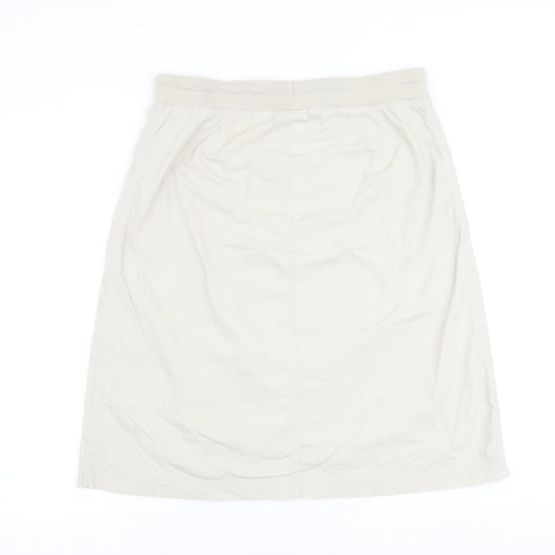 Damart Womens Beige Cotton A-Line Skirt Size 12 Tie