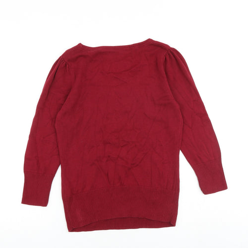 Betty Jackson Womens Red Round Neck 100% Cotton Pullover Jumper Size 10
