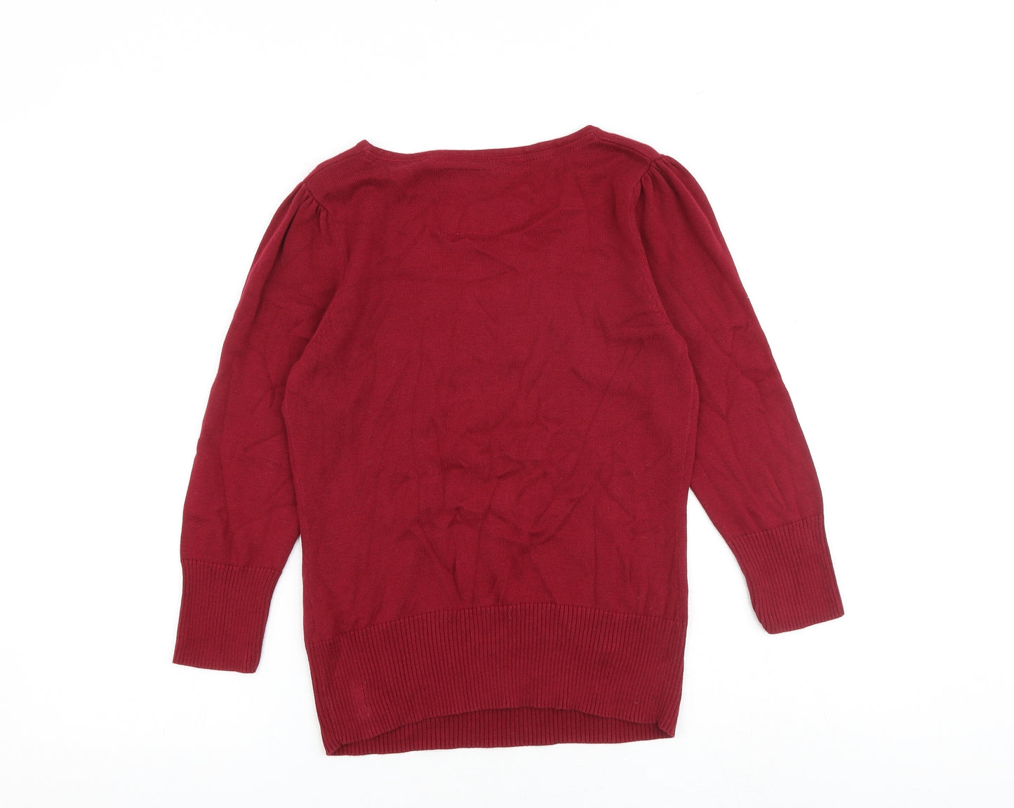 Betty Jackson Womens Red Round Neck 100% Cotton Pullover Jumper Size 10