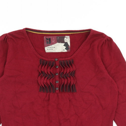 Betty Jackson Womens Red Round Neck 100% Cotton Pullover Jumper Size 10