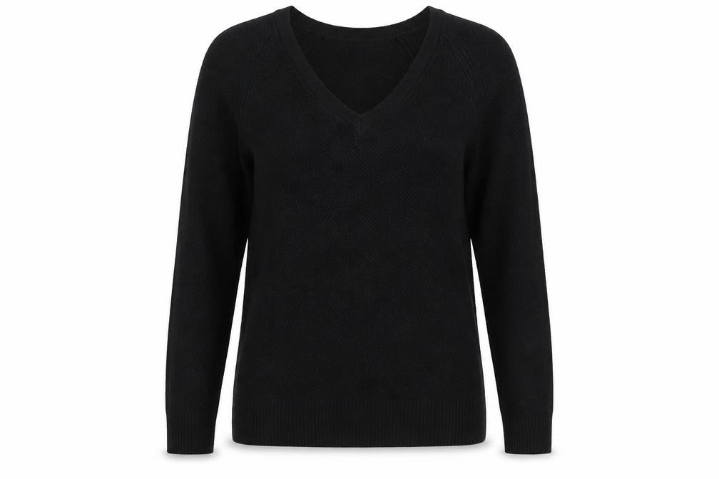 Front view of Gap women’s black round neck cotton jumper, size S