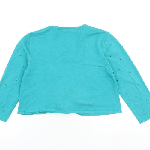 M&Co Womens Green V-Neck Viscose Cardigan Jumper Size S - Tie Front