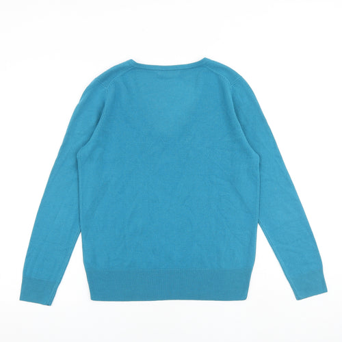 Marks and Spencer Womens Blue V-Neck Acrylic Pullover Jumper Size 10