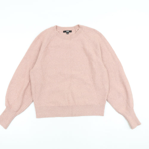 Uniqlo Womens Pink Round Neck Cotton Pullover Jumper Size S
