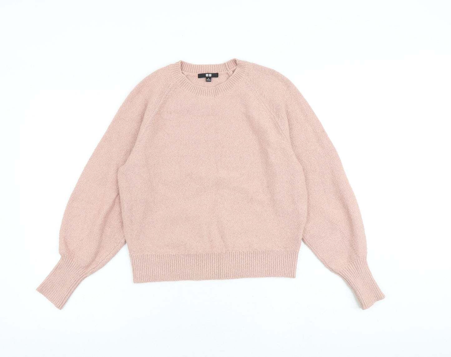 Uniqlo Womens Pink Round Neck Cotton Pullover Jumper Size S