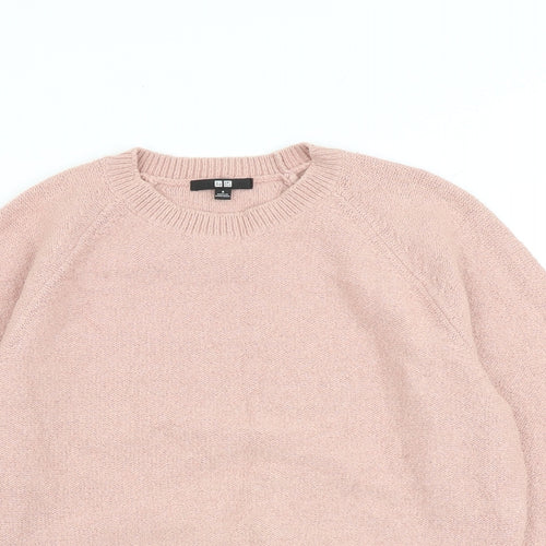 Uniqlo Womens Pink Round Neck Cotton Pullover Jumper Size S