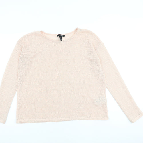 FOREVER 21 Womens Pink Round Neck Polyester Pullover Jumper Size L