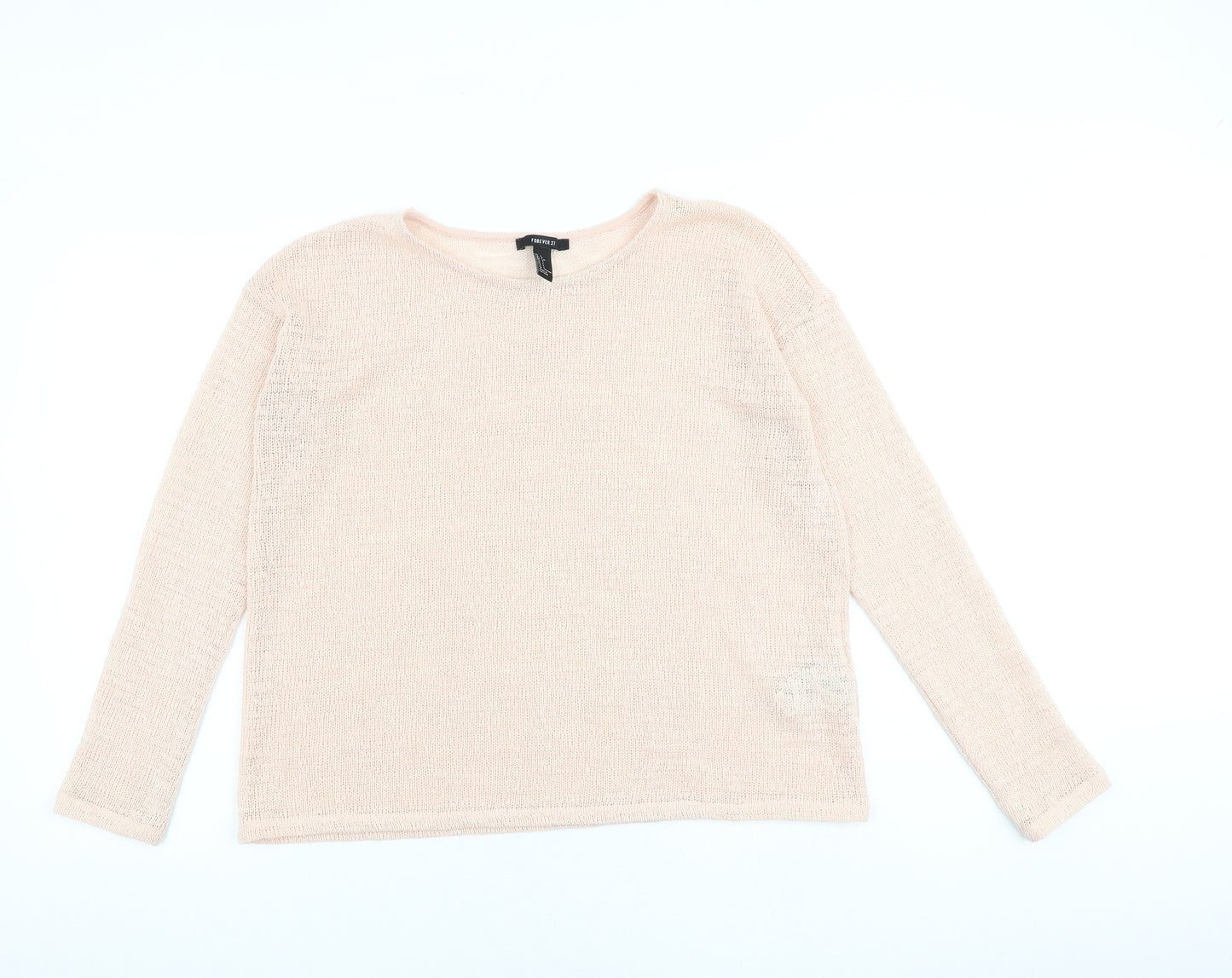 FOREVER 21 Womens Pink Round Neck Polyester Pullover Jumper Size L