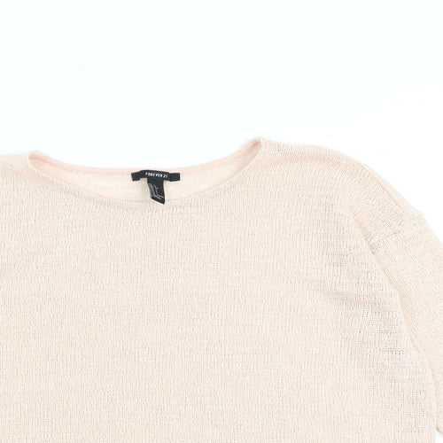 FOREVER 21 Womens Pink Round Neck Polyester Pullover Jumper Size L
