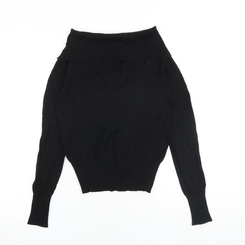 Oasis Womens Black Boat Neck Acrylic Pullover Jumper Size 8