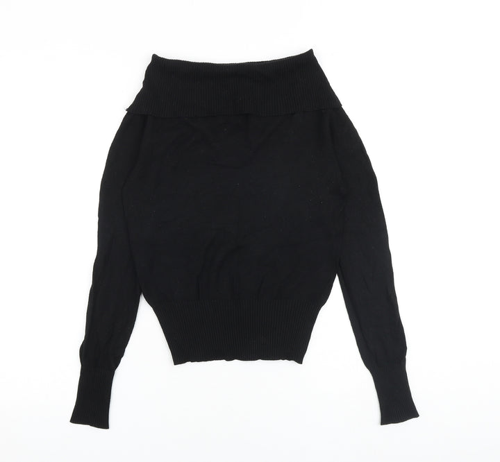 Oasis Womens Black Boat Neck Acrylic Pullover Jumper Size 8