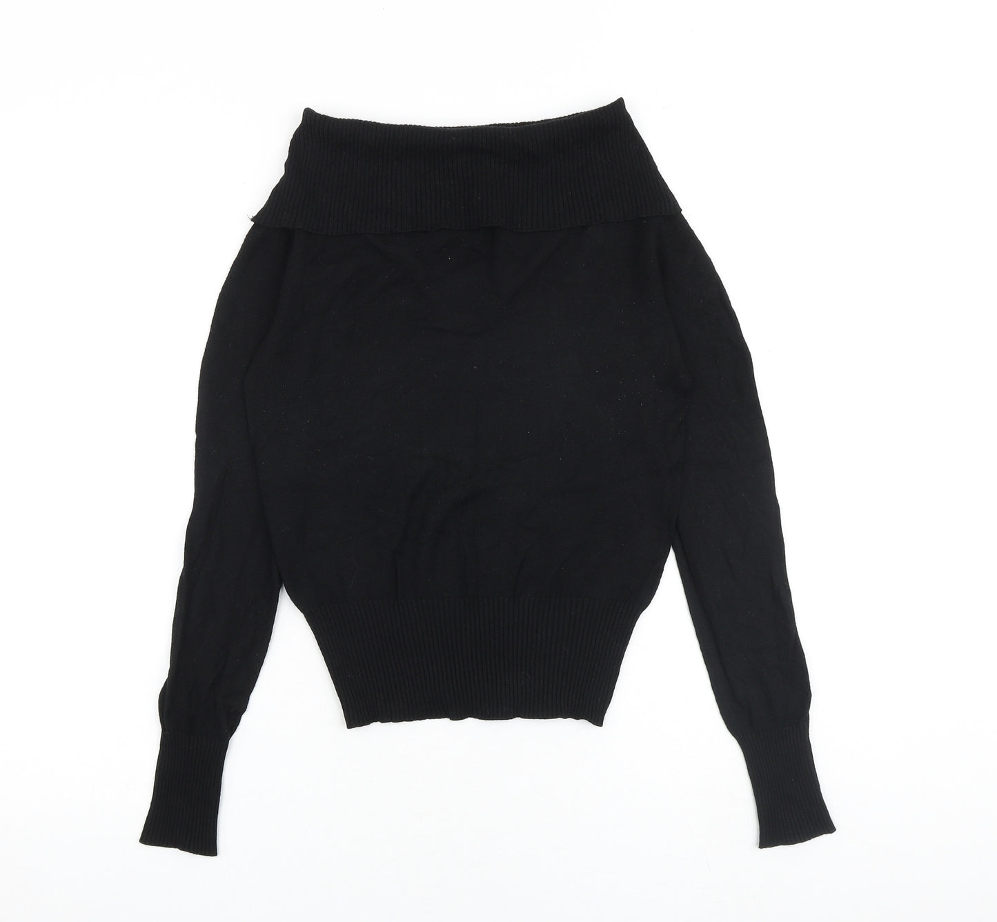Oasis Womens Black Boat Neck Acrylic Pullover Jumper Size 8