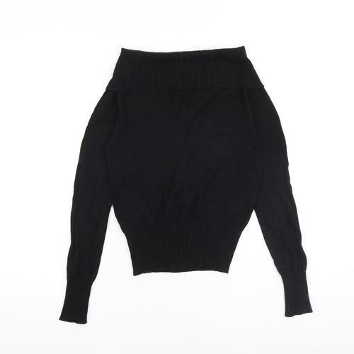 Oasis Womens Black Boat Neck Acrylic Pullover Jumper Size 8