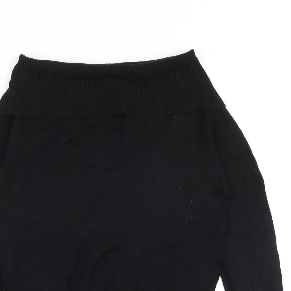 Oasis Womens Black Boat Neck Acrylic Pullover Jumper Size 8