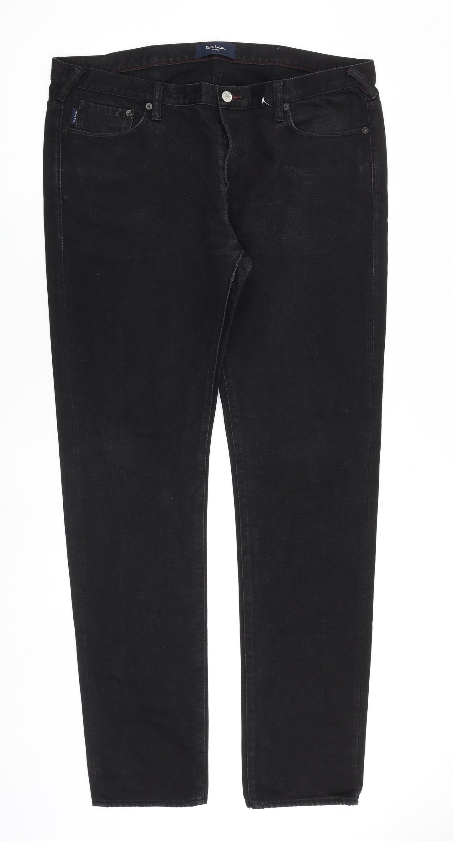 Paul Smith Mens Black Cotton Straight Jeans Size 38 in L34 in Regular Zip