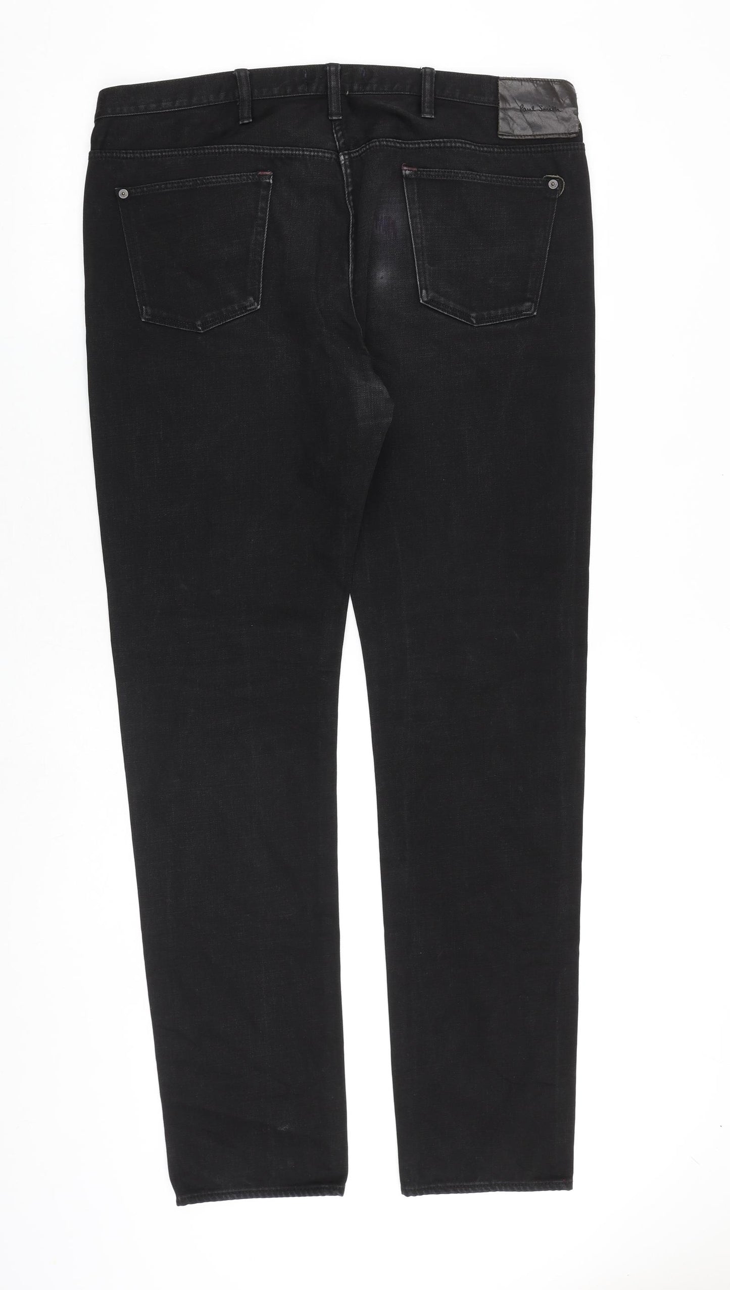 Paul Smith Mens Black Cotton Straight Jeans Size 38 in L34 in Regular Zip