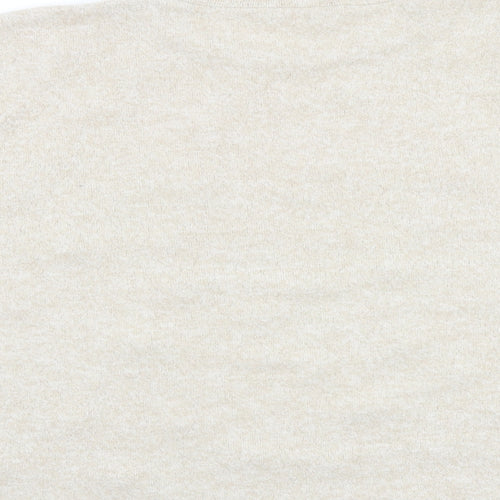 Zara Womens Beige Polyester Basic Blouse Size M Crew Neck - Pearl Detail