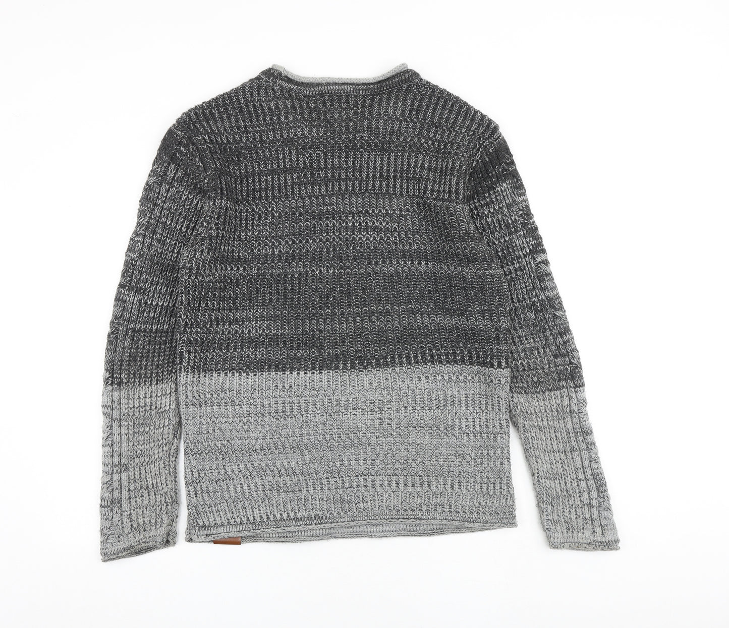 Rusty Neal Mens Grey Round Neck Cotton Pullover Jumper Size L Long Sleeve