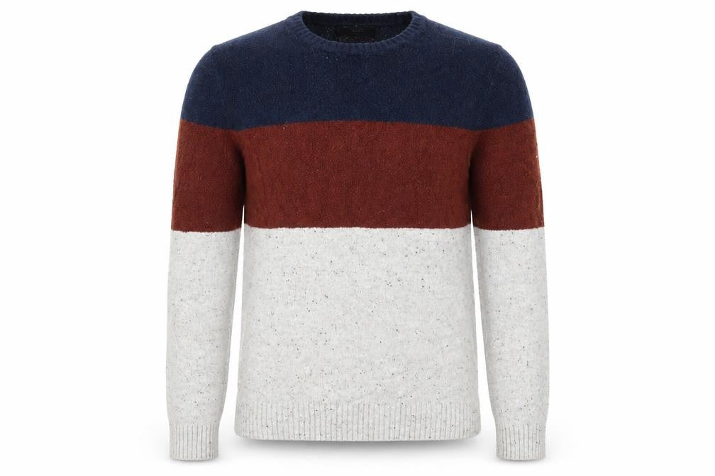 Marks and Spencer Mens Multicoloured Round Neck Striped Cotton Pullover Jumper Size S Long Sleeve