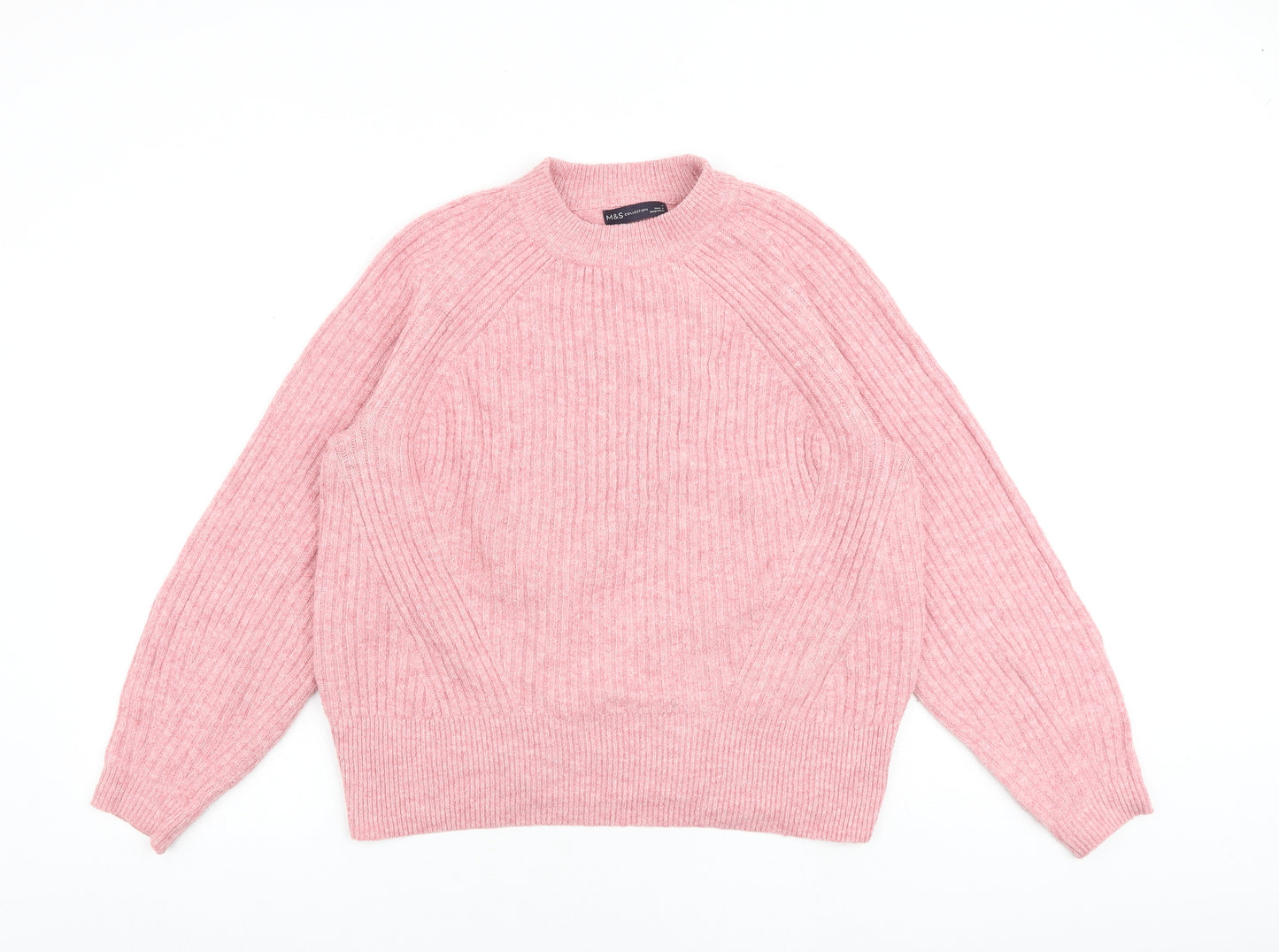 Marks and Spencer Womens Pink Round Neck Acrylic Pullover Jumper Size M