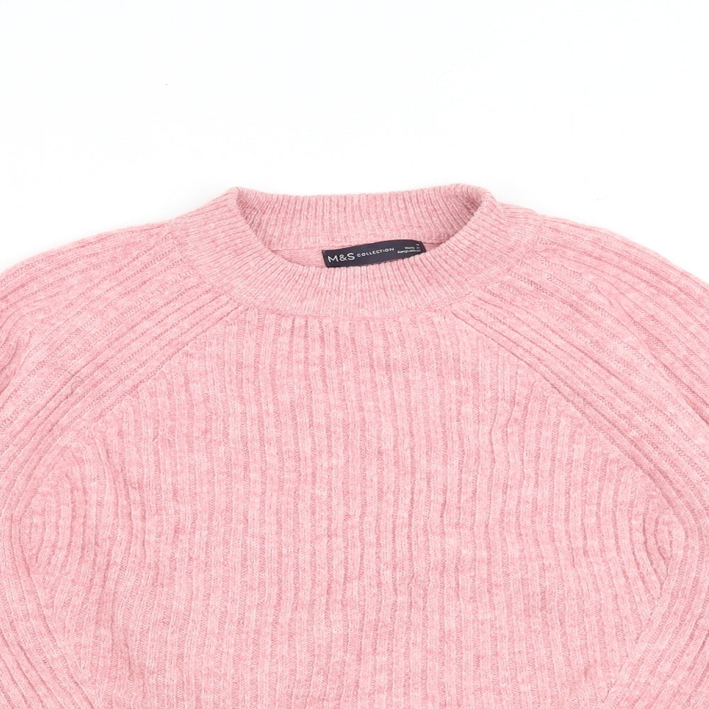 Marks and Spencer Womens Pink Round Neck Acrylic Pullover Jumper Size M