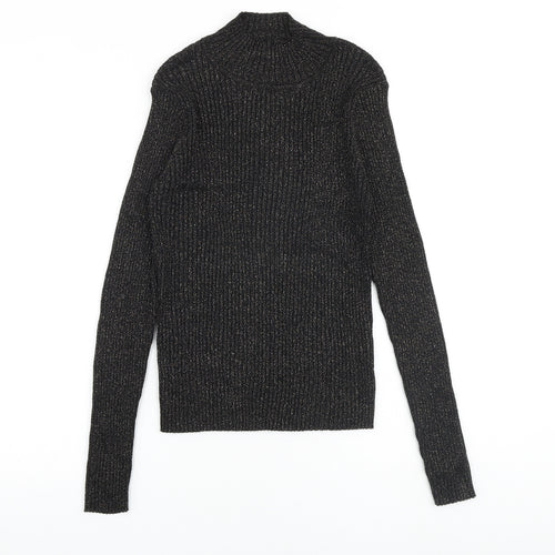 Glamorous Womens Black Mock Neck Viscose Pullover Jumper Size L