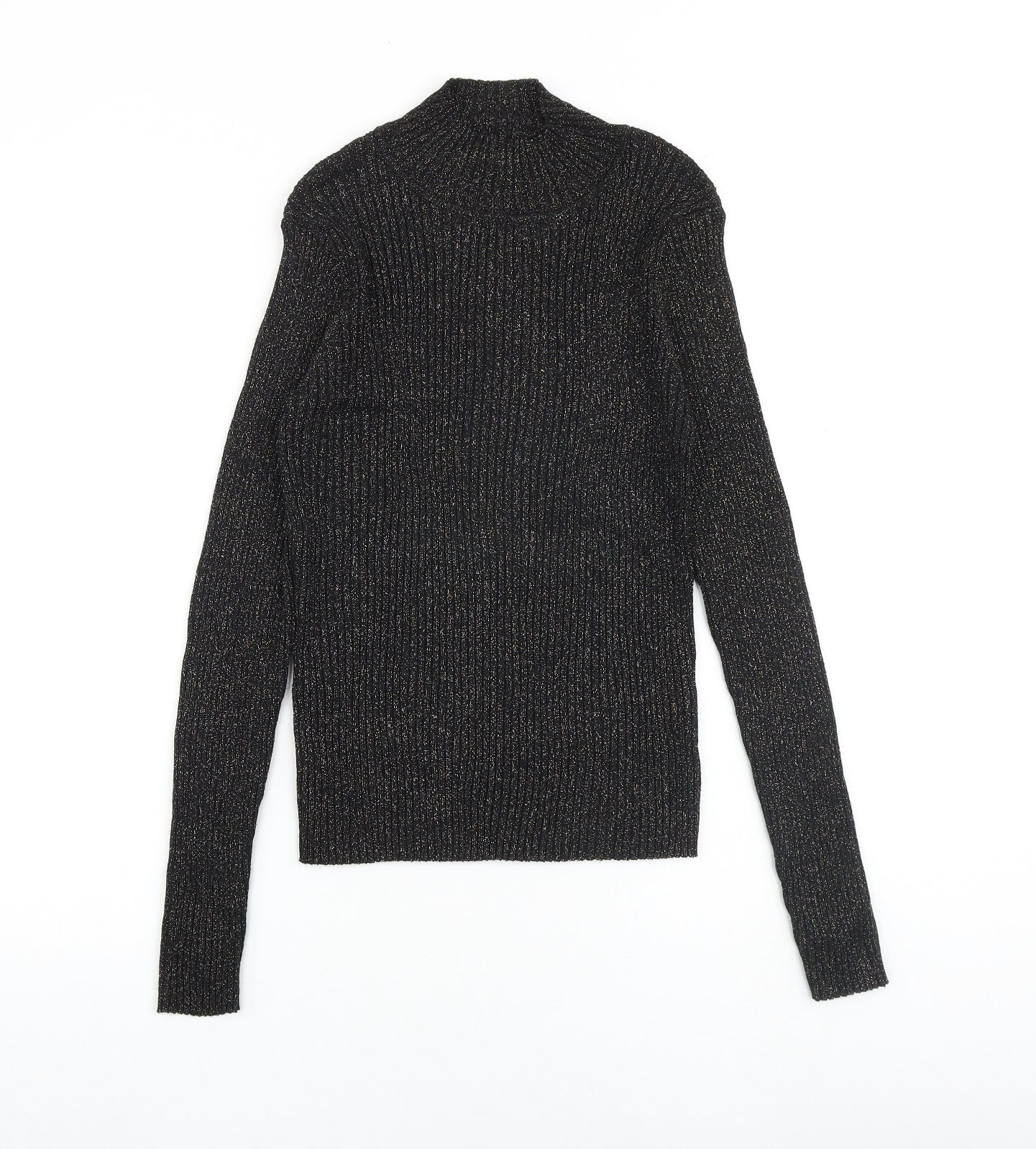 Glamorous Womens Black Mock Neck Viscose Pullover Jumper Size L