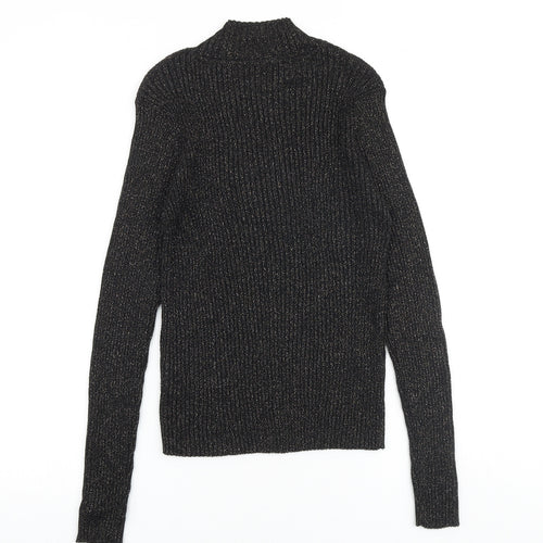 Glamorous Womens Black Mock Neck Viscose Pullover Jumper Size L