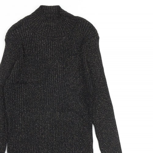 Glamorous Womens Black Mock Neck Viscose Pullover Jumper Size L