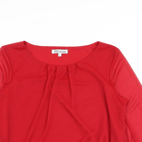 Debenhams Womens Red Polyester Basic Blouse Size 12 Boat Neck - Embellished