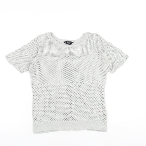 Dorothy Perkins Womens Grey 100% Cotton Basic T-Shirt Size 10 Round Neck