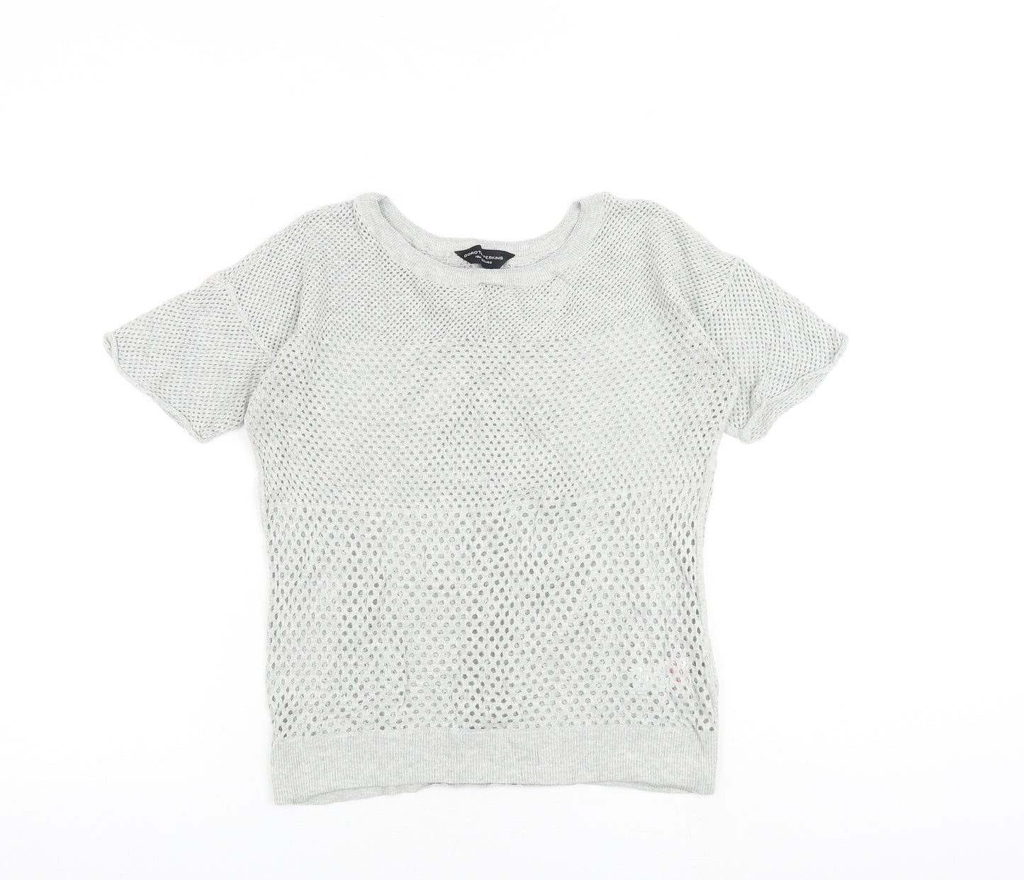 Dorothy Perkins Womens Grey 100% Cotton Basic T-Shirt Size 10 Round Neck