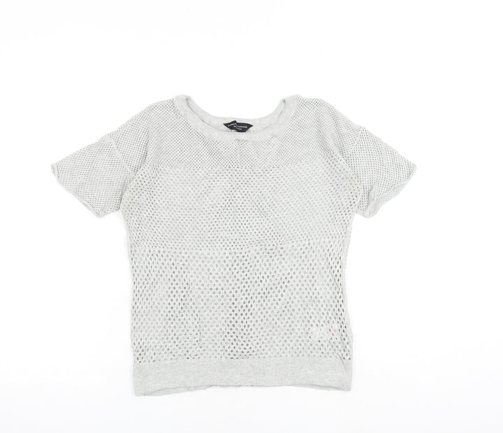 Dorothy Perkins Womens Grey 100% Cotton Basic T-Shirt Size 10 Round Neck