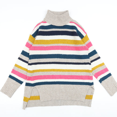 Marks and Spencer Womens Multicoloured Roll Neck Striped Acrylic Pullover Jumper Size S