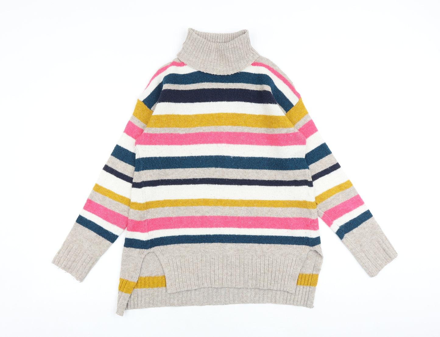 Marks and Spencer Womens Multicoloured Roll Neck Striped Acrylic Pullover Jumper Size S