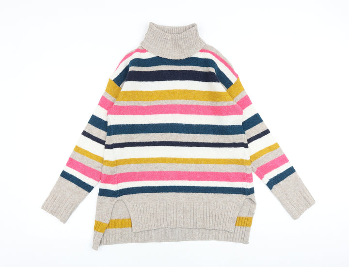 Marks and Spencer Womens Multicoloured Roll Neck Striped Acrylic Pullover Jumper Size S